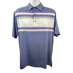 Men’s FootJoy Golf Polo Shirt Medium Queenstown Harbor – Blue/White Striped